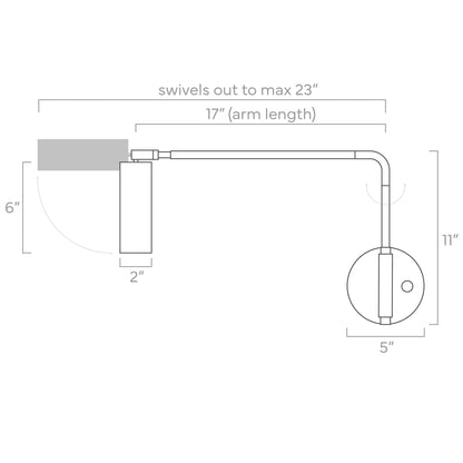 Color Reader Swing Arm Sconce - 17" arm